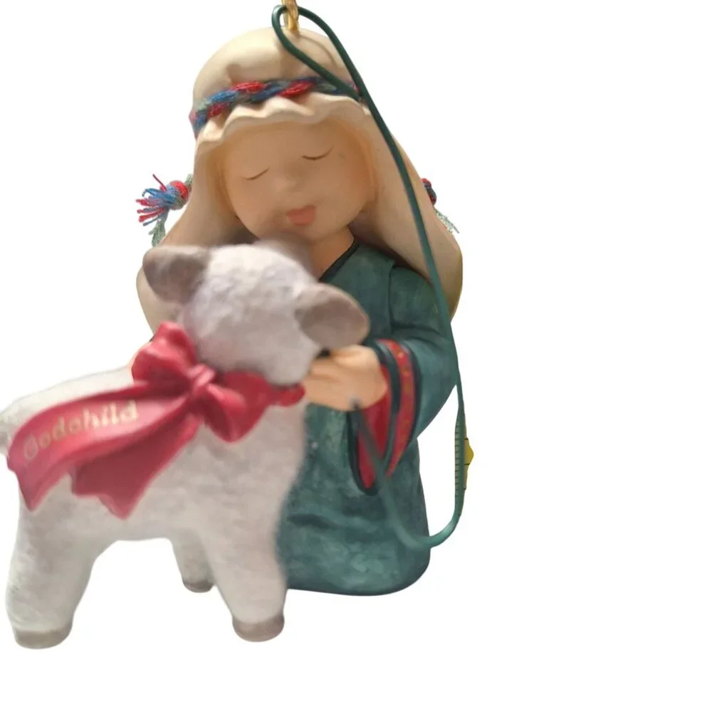 Hallmark Keepsake Ornament Godchild With Lamb 2004 Handcrafted Christmas Decorat
